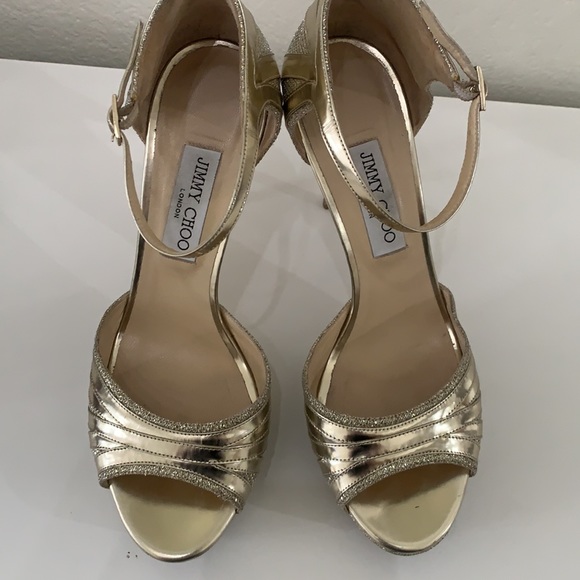 Jimmy Choo Gold Platform Heels Size 40.5 - Picture 4 of 12